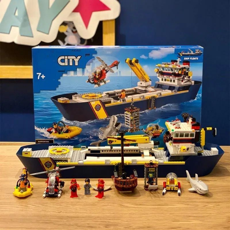 Ocean Adventure Giant Ship Base Kinder zusammen gebaut Bausteine Schiffs spielzeug