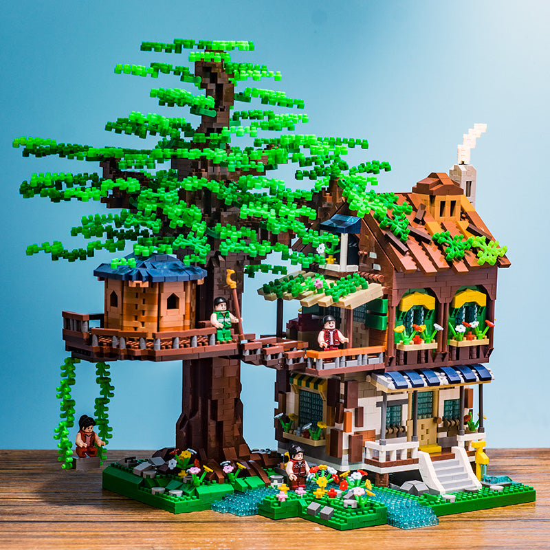 Hohe Elf Baum Haus Puzzle Montage Bausteine