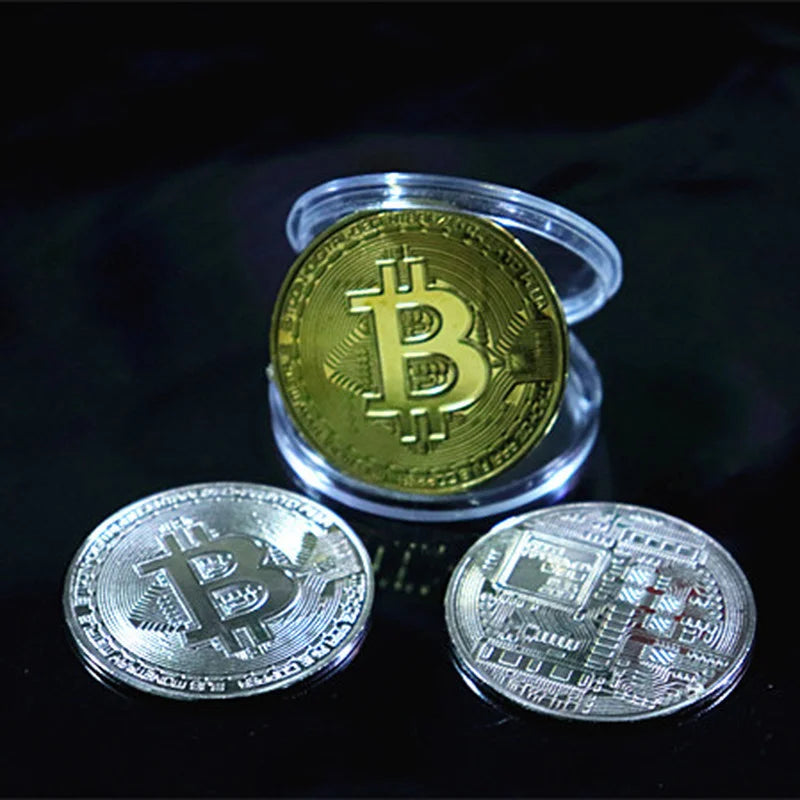 Collectible Art Collection Gift Bitcoin Coin Gold Plated  Commemorative Metal Antique Imitation Coins Collectibles