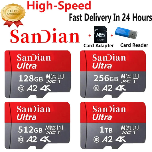 High Speed SD Card 1TB Original Micro TF/SD Card 512GB Large Capacity Memory Card 256GB Mini Flash Card for Phone/PC/Desktop/Mac