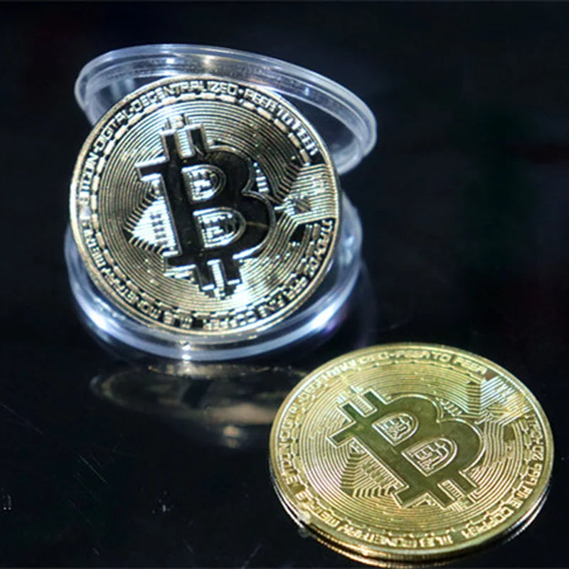 Collectible Art Collection Gift Bitcoin Coin Gold Plated  Commemorative Metal Antique Imitation Coins Collectibles