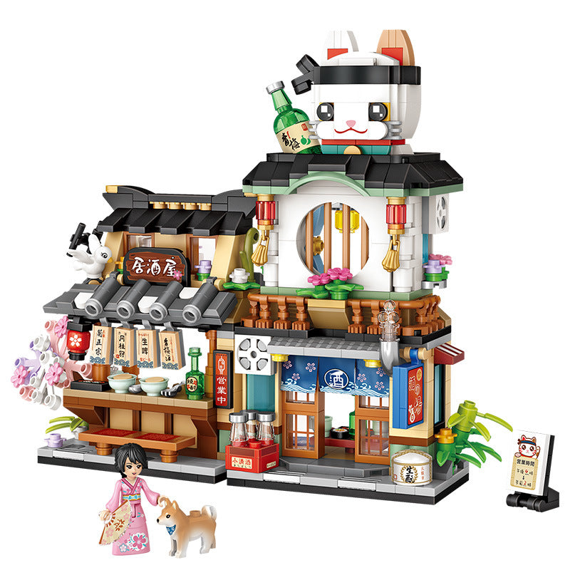 Partikel bausteine Aquatic Store Japanische Straßenszene Mosaik Pädagogisches Spielzeug