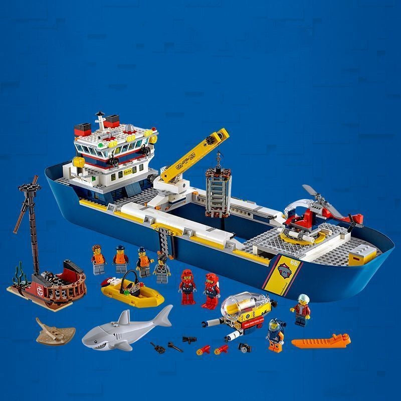 Ocean Adventure Giant Ship Base Kinder zusammen gebaut Bausteine Schiffs spielzeug